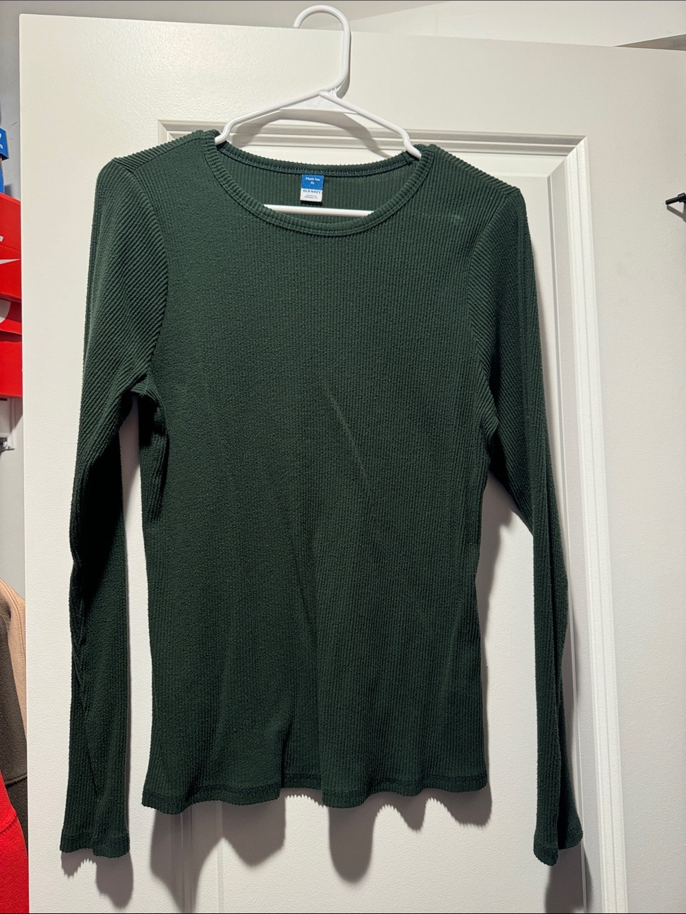 Old Navy Forest Green Ribbed Long Sleeve Crewneck Top
